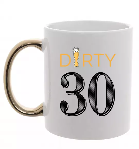 Чашка с цветной ручкой Dirty 30 beer Золото фото