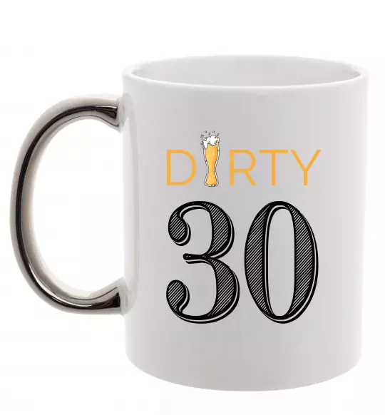 Чашка с цветной ручкой Dirty 30 beer Серебро фото