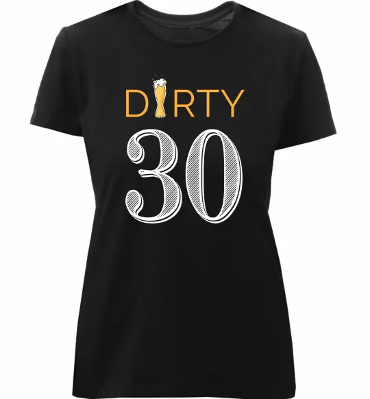 Жіноча преміум футболка Dirty 30 beer Чорний фото