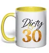Чашка с цветной ручкой Dirty 30 golden Солнечно желтый фото