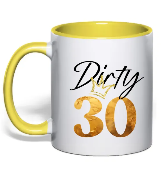 Чашка з кольоровою ручкою Dirty 30 golden Лимонний фото