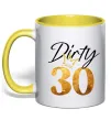 Чашка з кольоровою ручкою Dirty 30 golden Лимонний фото