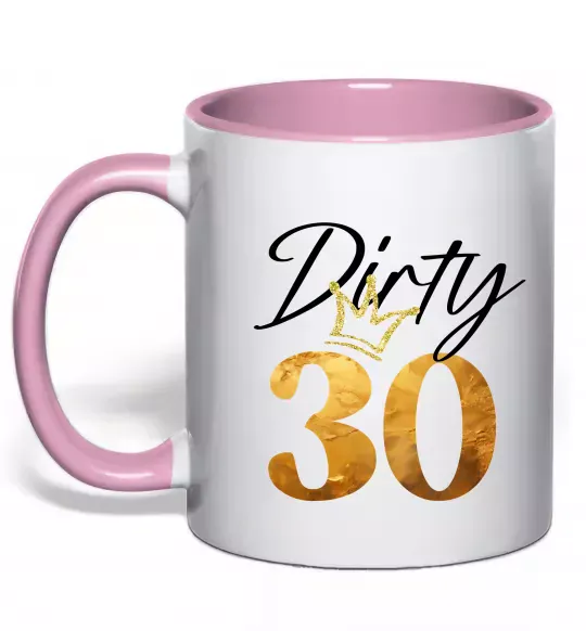 Чашка с цветной ручкой Dirty 30 golden Нежно розовый фото