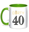 Чашка с цветной ручкой Dirty 40 beer Лаймовый фото