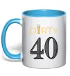Чашка з кольоровою ручкою Dirty 40 beer Блакитний фото