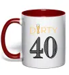 Чашка з кольоровою ручкою Dirty 40 beer Червоний фото