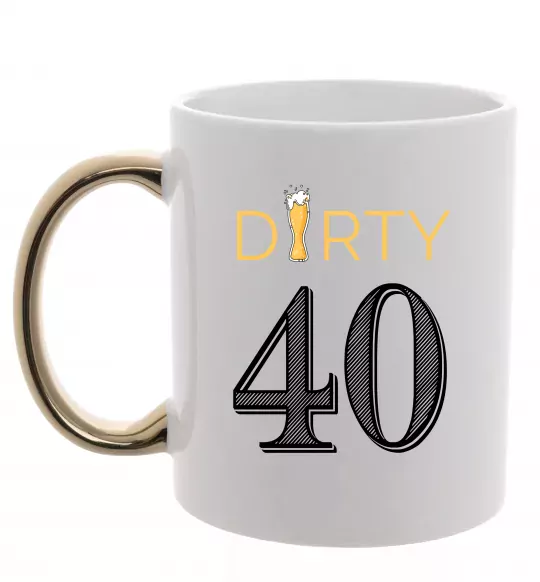 Чашка з кольоровою ручкою Dirty 40 beer Золото фото