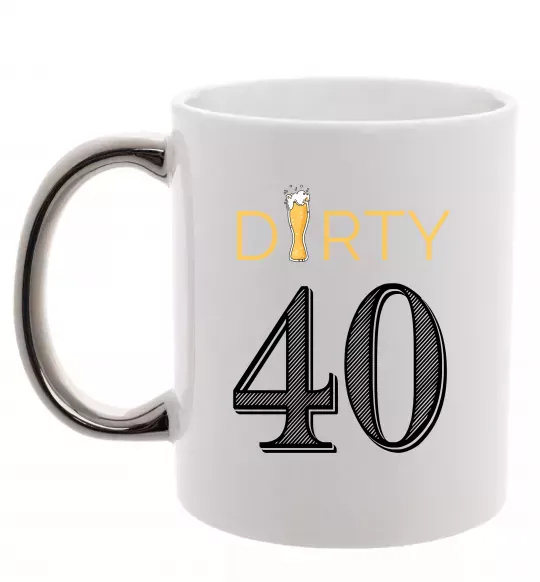 Чашка з кольоровою ручкою Dirty 40 beer Срібло фото