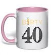 Чашка з кольоровою ручкою Dirty 40 beer Ніжно рожевий фото