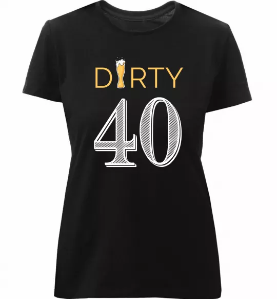 Женская премиум футболка Dirty 40 beer Черный фото