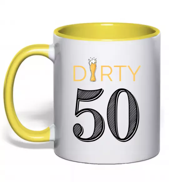 Чашка з кольоровою ручкою Dirty 50 beer Сонячно жовтий фото