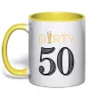 Чашка з кольоровою ручкою Dirty 50 beer Сонячно жовтий фото