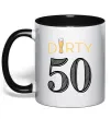 Чашка з кольоровою ручкою Dirty 50 beer Чорний фото