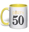 Чашка с цветной ручкой Dirty 50 beer Лимонный фото