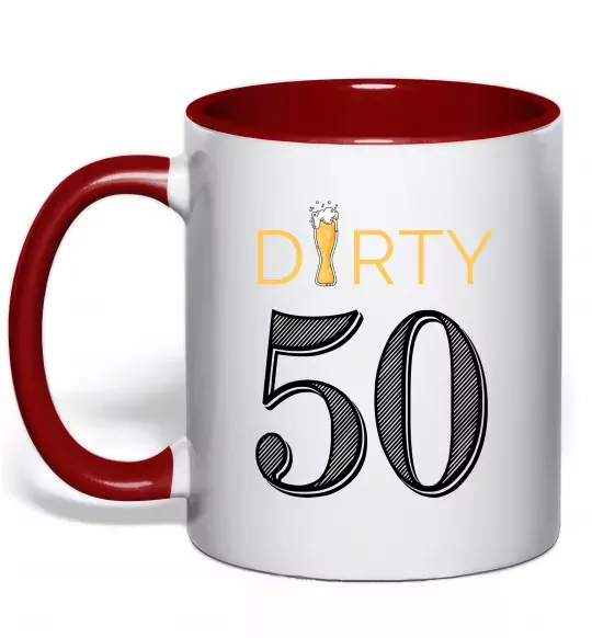 Чашка з кольоровою ручкою Dirty 50 beer Червоний фото