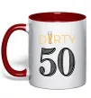 Чашка з кольоровою ручкою Dirty 50 beer Червоний фото