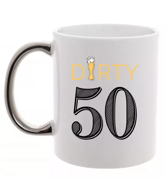 Чашка з кольоровою ручкою Dirty 50 beer Срібло фото