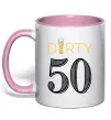 Чашка з кольоровою ручкою Dirty 50 beer Ніжно рожевий фото