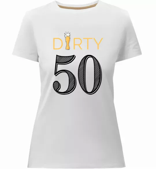 Женская премиум футболка Dirty 50 beer Белый фото