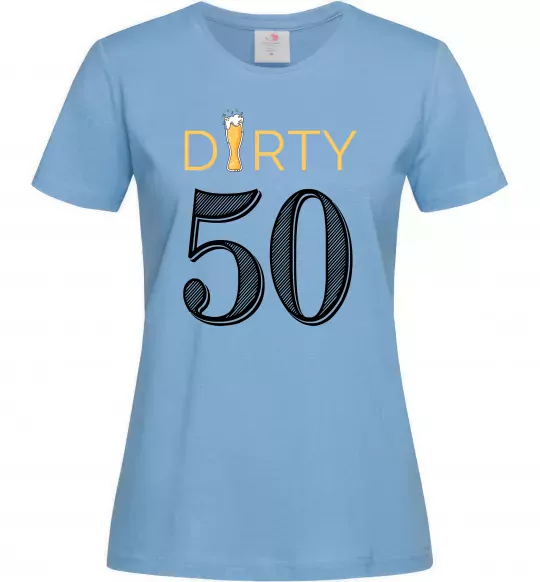 Жіноча футболка Dirty 50 beer Блакитний фото