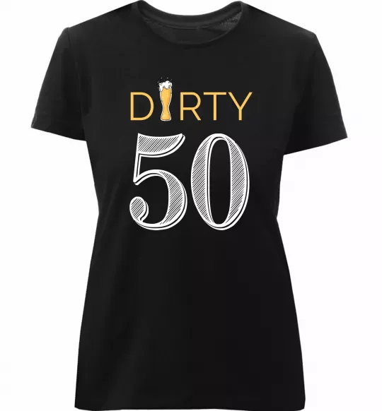 Женская премиум футболка Dirty 50 beer Черный фото