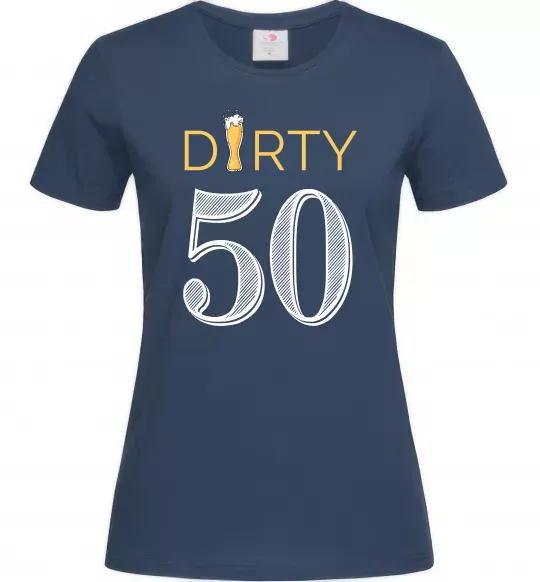 Жіноча футболка Dirty 50 beer Темно-синій фото