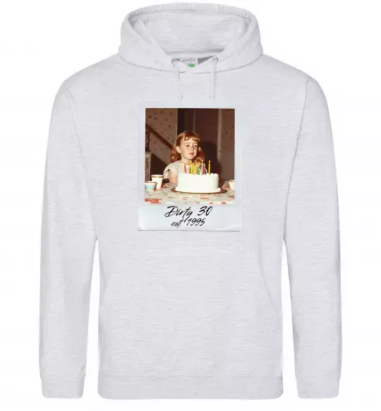 Женская толстовка (худи) Dirty 30 Ваше дитяче фото Серый меланж фото