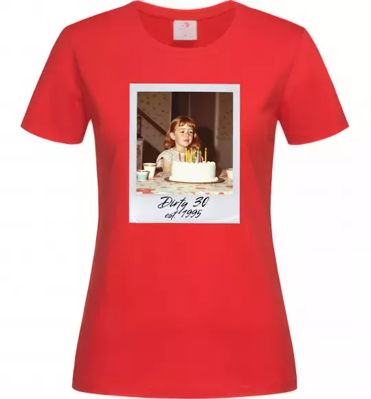 Женская футболка Dirty 30 Ваше дитяче фото Красный фото