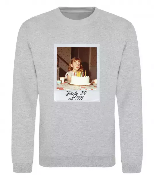 Свитшот Dirty 30 Ваше дитяче фото Серый меланж фото