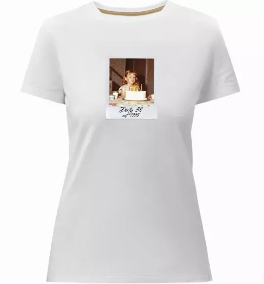 Женская премиум футболка Dirty 30 Ваше дитяче фото Белый фото