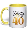 Чашка с цветной ручкой Dirty 40 golden Лимонный фото