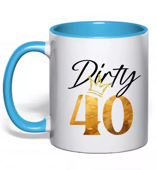 Чашка с цветной ручкой Dirty 40 golden Голубой фото
