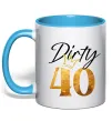 Чашка с цветной ручкой Dirty 40 golden Голубой фото