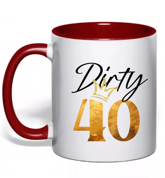 Чашка с цветной ручкой Dirty 40 golden Красный фото