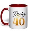 Чашка с цветной ручкой Dirty 40 golden Красный фото