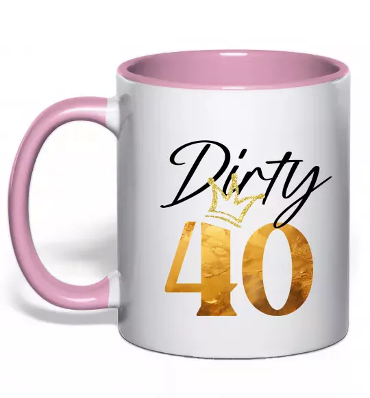 Чашка с цветной ручкой Dirty 40 golden Нежно розовый фото