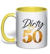 Чашка с цветной ручкой Dirty 50 golden Лимонный фото