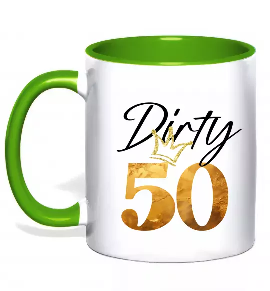Чашка с цветной ручкой Dirty 50 golden Зеленый фото