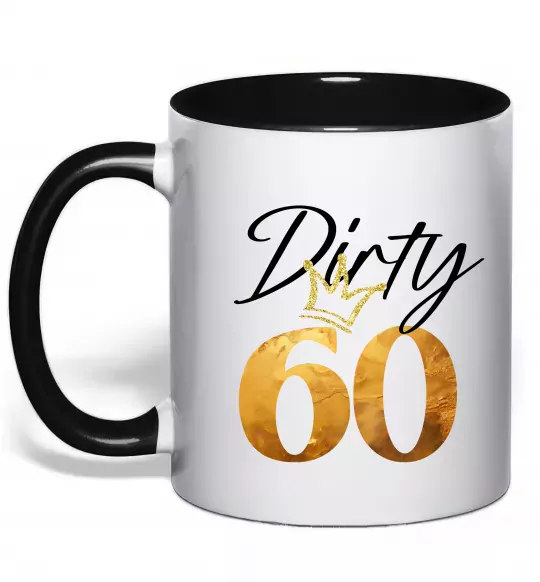 Чашка з кольоровою ручкою Dirty 60 golden Чорний фото