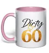 Чашка з кольоровою ручкою Dirty 60 golden Ніжно рожевий фото