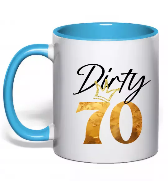 Чашка з кольоровою ручкою Dirty 70 golden Блакитний фото