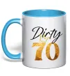 Чашка з кольоровою ручкою Dirty 70 golden Блакитний фото