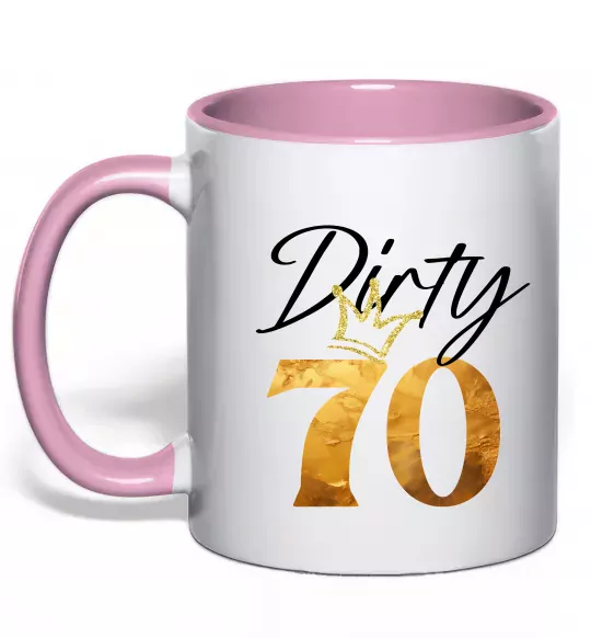 Чашка з кольоровою ручкою Dirty 70 golden Ніжно рожевий фото