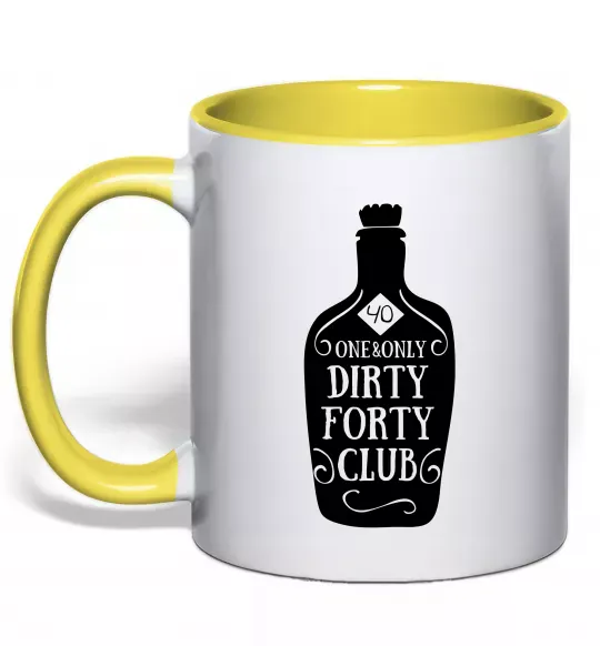 Чашка с цветной ручкой Dirty forty club Солнечно желтый фото