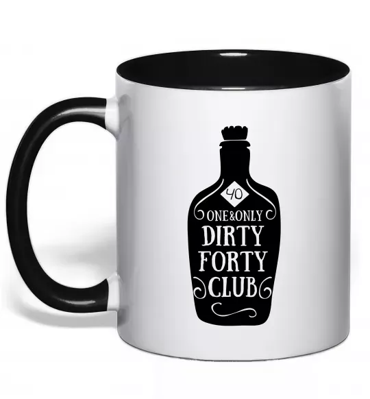 Чашка с цветной ручкой Dirty forty club Черный фото