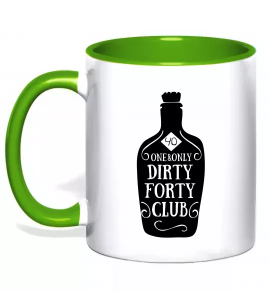 Чашка с цветной ручкой Dirty forty club Зеленый фото