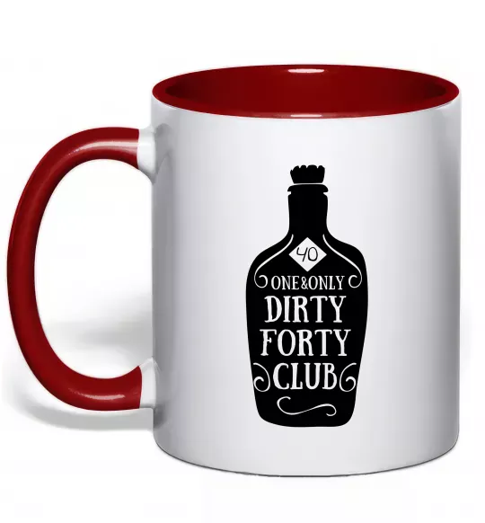 Чашка с цветной ручкой Dirty forty club Красный фото