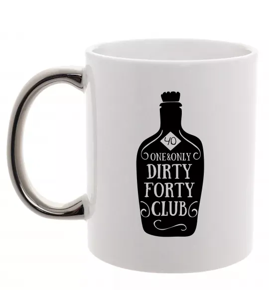 Чашка с цветной ручкой Dirty forty club Серебро фото