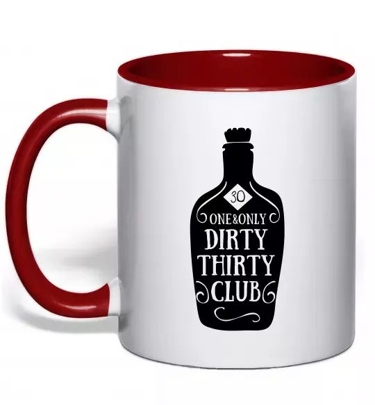 Чашка с цветной ручкой Dirty thirty club Красный фото