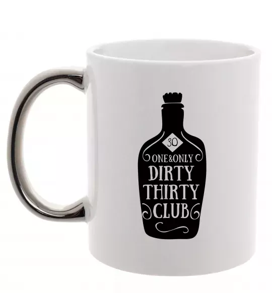 Чашка с цветной ручкой Dirty thirty club Серебро фото